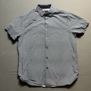 Denim And Flower Shirt Mens Sz M Blue Button Up Short Sleeve Preppy